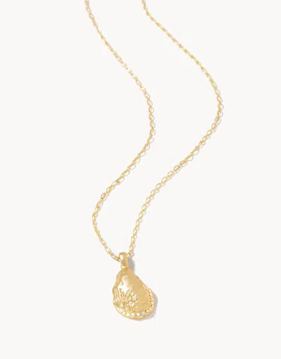 Spartina 449 Petite Oyster Necklace 18" White Opal In Gold
