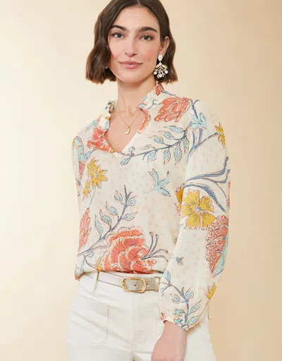 Spartina 449 Petrina Blouse Clara Starry Floral Cream In Multi