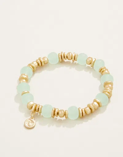 Spartina 449 Poolside Stretch Bracelet 8mm Sea Foam In Gold