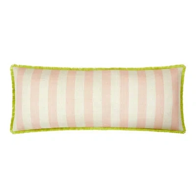 Spartina 449 Queenie Cabana Stripe Fringe Oversized Throw Pillow In White;pink