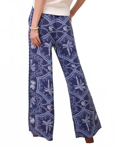 Spartina 449 Resort Palazzo Pant In Ogeechee Palm Medallion In Blue