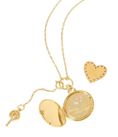 Spartina 449 Round Locket Slide Necklace Pearlescent Diamond In Gold