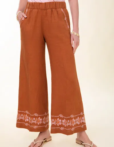 Spartina 449 Rylene Linen Palazzo Pant Mocha In Orange