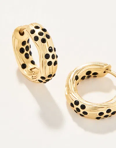 Spartina 449 Sand Bar Midi Hoop Earrings Black In Gold