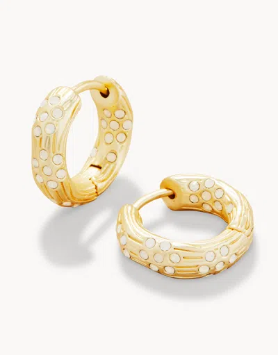 Spartina 449 Sand Bar Midi Hoop Earrings White Opal In Gold