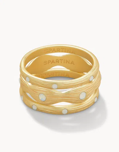 Spartina 449 Sand Bar Ring Stack White Opal In Gold