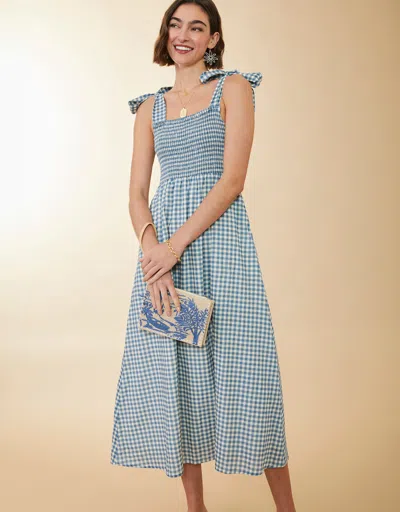 Spartina 449 Saylor Midi Dress Clara Gingham Bluestone