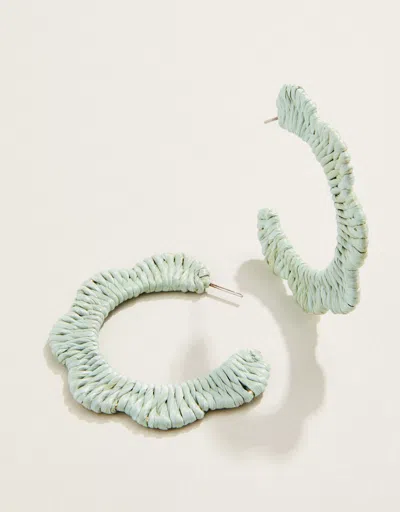Spartina 449 Scalloped Straw Hoop Earrings Soft Blue In Green