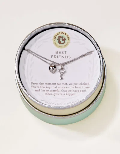 Spartina 449 Sea La Vie Necklace 18" Best Friends/heart Key (2 Piece Set) In White