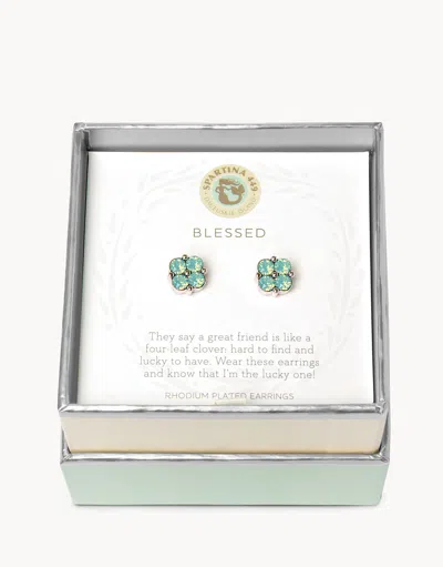 Spartina 449 Sea La Vie Stud Earrings Blessed/sea Foam Clover In Green