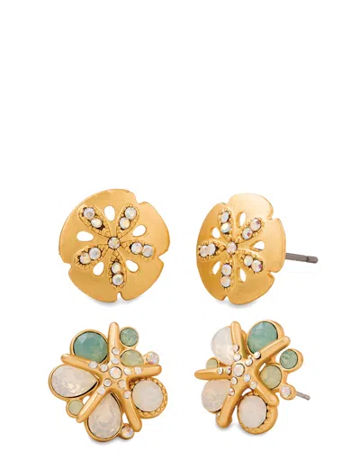 Spartina 449 Sea Stud Earrings Set Sand Dollar/starfish (2 Pairs) In Multi