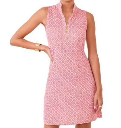 Spartina 449 Serena Half-zip Pique Dress In Callawasie Trellis In Pink