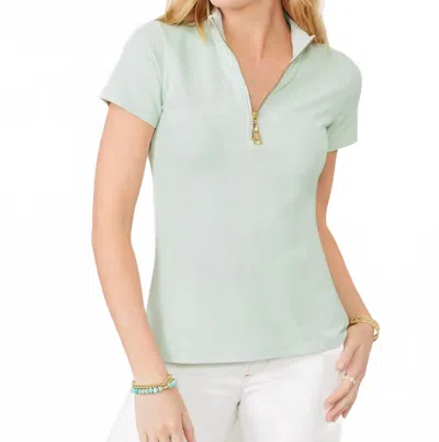 Spartina 449 Serena Half-zip Short Sleeve Top In Seafoam Green In Multi