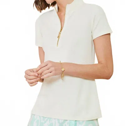 Spartina 449 Serena Half Zip Top In Buttercream In White