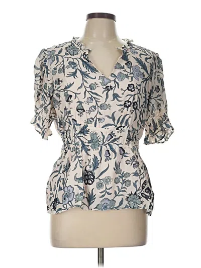 Pre-owned Spartina 449 Short Sleeve Blouse In Ivory
