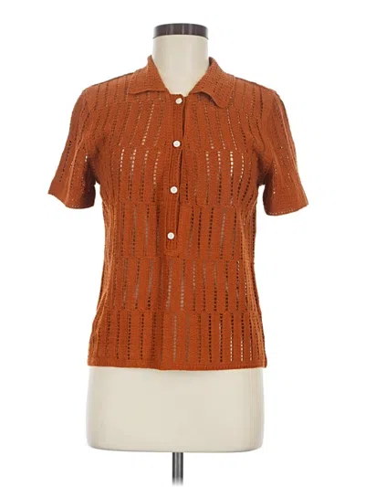 Pre-owned Spartina 449 Short Sleeve Blouse In Orange