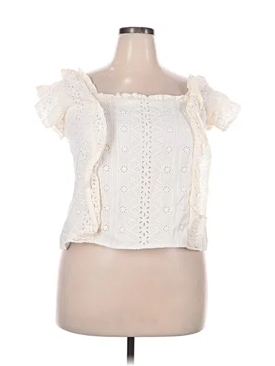 Pre-owned Spartina 449 Short Sleeve Top Ivory Sweetheart Neckline Tops
