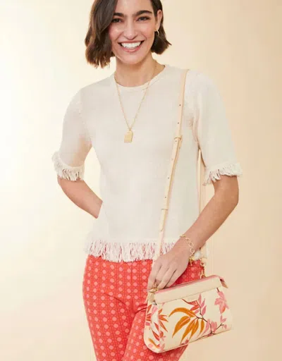Spartina 449 Sofia Fringe Sweater In Cream In Neutral