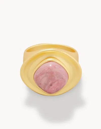 Spartina 449 Stone Ring Pink Rhodonite In Brown