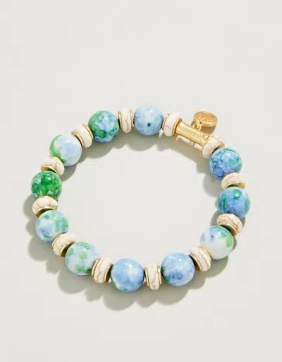 Spartina 449 Stone Stretch Bracelet 10mm Mottled Jade Green/blue
