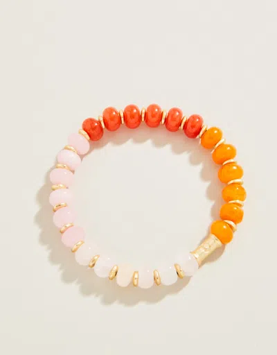 Spartina 449 Stone Stretch Bracelet 8mm Pink/orange In White