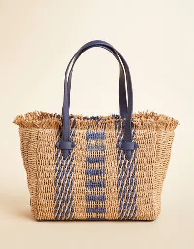 Spartina 449 Straw Bag Navy Stripe