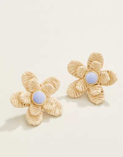 Spartina 449 Sweet Straw Flower Earrings Natural In Brown