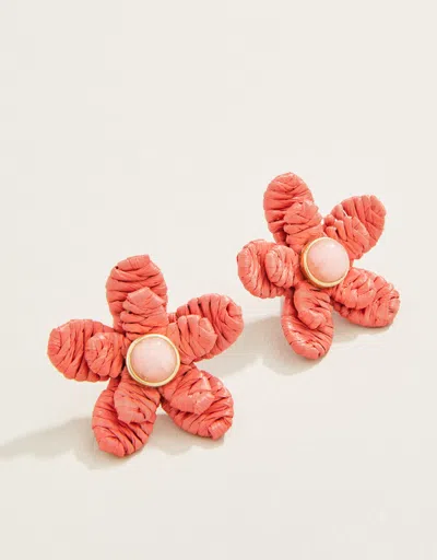 Spartina 449 Sweet Straw Flower Earrings Red