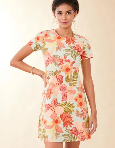 Spartina 449 Tahlia Jersey Dress Callawassie Flowers Sea Foam In Multi