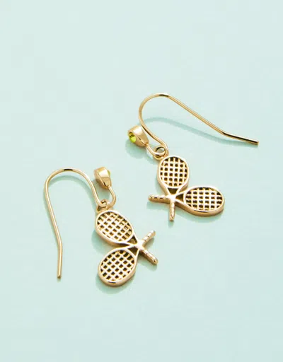 Spartina 449 Tennis Racket Earrings Lime In Gold