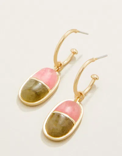 Spartina 449 Twofold Earrings Olive/pink In Gold