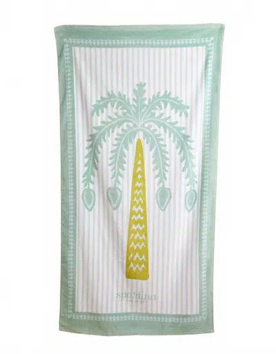 Spartina 449 Women's Beach Towel Palm Stripe Sea Foam In Green