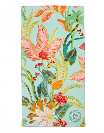 Spartina 449 Women's Beach Towel Queenie Tropical Floral Sea Foam In Turquoise