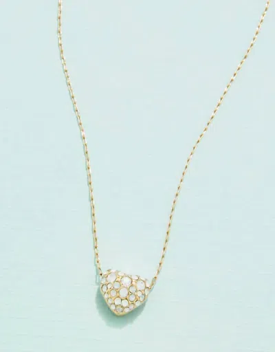 Spartina 449 Sparkling Heart Necklace White Opal 17" In Gold