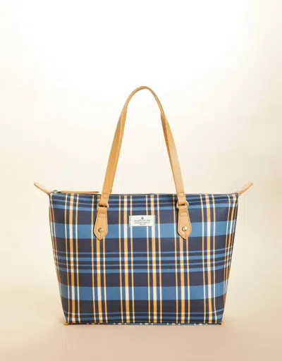 Spartina 449 Women's Zip Travel Tote Bag In Kalalanta Plaid Navy In Multi