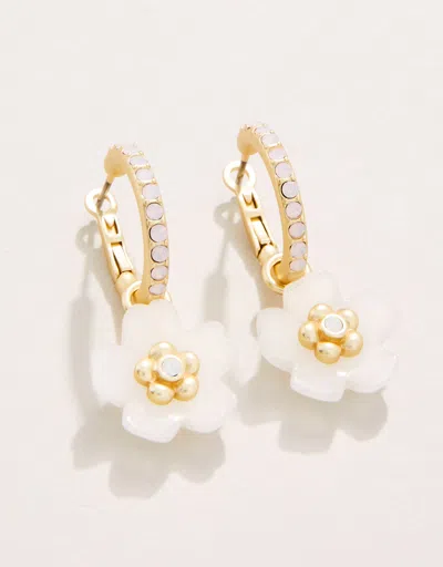 Spartina 449 Yarrow Flower Earrings White Opal In Gold