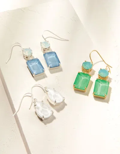 Spartina Mermaid Glass Teardrop Earrings White Silver In Multi