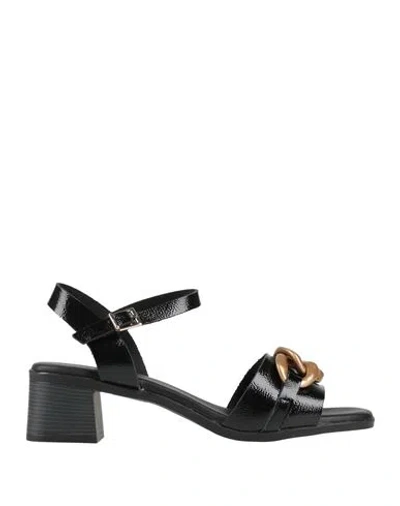 Sparwoman Woman Sandals Black Size 10 Leather