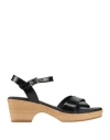 Sparwoman Woman Sandals Black Size 8 Leather