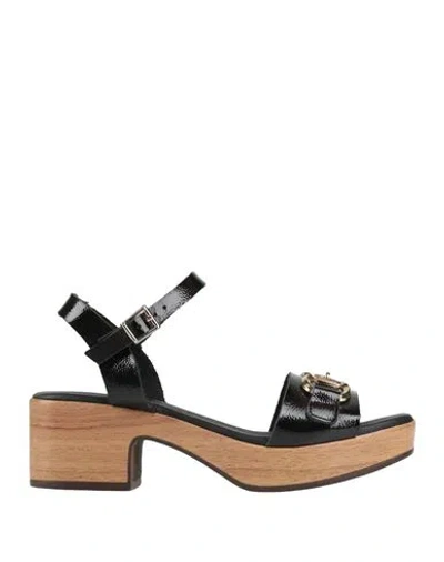 Sparwoman Woman Sandals Black Size 8 Leather