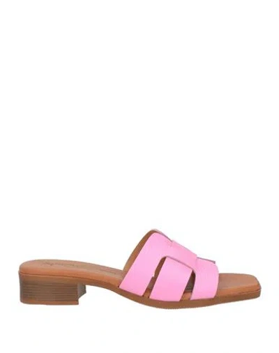 Sparwoman Woman Sandals Pink Size 9 Leather