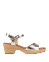 Sparwoman Woman Sandals Platinum Size 8 Leather