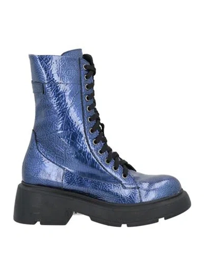 Spatarella Woman Ankle Boots Blue Size 8 Leather