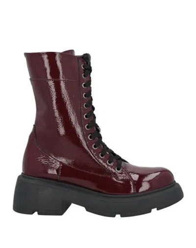 Spatarella Woman Ankle Boots Burgundy Size 8 Leather In Red