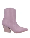 Spaziomoda Woman Ankle Boots Lilac Size 6 Leather In Purple