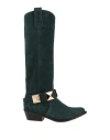 Spaziomoda Woman Boot Dark Green Size 7 Leather In Green