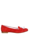 Spaziomoda Woman Loafers Red Size 7 Soft Leather In Red