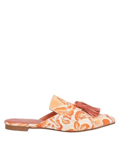 Spaziomoda Woman Mules & Clogs Orange Size 8 Soft Leather