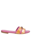 Spaziomoda Woman Sandals Apricot Size 5 Soft Leather In Orange