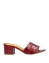 Spaziomoda Woman Sandals Burgundy Size 7 Soft Leather In Red